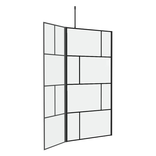 MARWELL Duschwand in modernem Design 90+40 x 195 cm - Glasdusche mit matt schwarzen Wandprofil - Einscheibensicherheitsglas für höchste Sicherheit - Montage auf Duschwanne oder Fliese von MARWELL