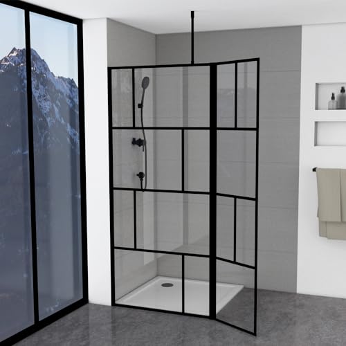 MARWELL Duschwand in modernem Design 90+40 x 195 cm - Glasdusche mit matt schwarzen Wandprofil - Einscheibensicherheitsglas für höchste Sicherheit - Montage auf Duschwanne oder Fliese MARWELL Duschwand in modernem Design 90+40 x 195 cm - Glasdusche mit matt schwarzen Wandprofil - Einscheibensicherheitsglas für höchste Sicherheit - Montage auf Duschwanne oder Fliese von MARWELL