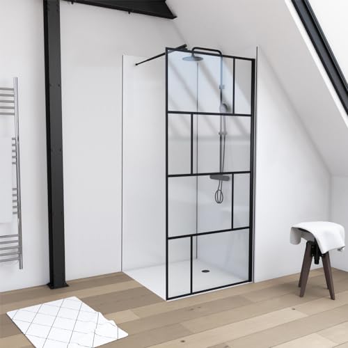 MARWELL Duschwand in modernem Design 90 x 195 cm - Glasdusche mit matt schwarzen Wandprofil - Einscheibensicherheitsglas für höchste Sicherheit - Montage auf Duschwanne oder Fliese MARWELL Duschwand in modernem Design 90 x 195 cm - Glasdusche mit matt schwarzen Wandprofil - Einscheibensicherheitsglas für höchste Sicherheit - Montage auf Duschwanne oder Fliese von MARWELL