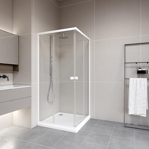 Marwell Duschkabine Flexi 77-90x77-90x190 cm – Eckdusche mit verstellbaren Aluminiumprofilen in weiß matt – Duschabtrennung mit aushängbaren Schiebetüren zur einfachen Reinigung Marwell Duschkabine Flexi 77-90x77-90x190 cm – Eckdusche mit verstellbaren Aluminiumprofilen in weiß matt – Duschabtrennung mit aushängbaren Schiebetüren zur einfachen Reinigung von MARWELL