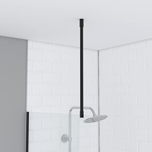 MARWELL Haltestange für Duschwand, Stabilisierungsstange gerade in matt schwarz 60 cm für Deckenmontage - geeignet für Duschwände mit Glasstärken von 6-8 mm von MARWELL