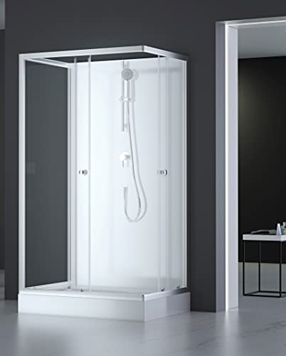 MARWELL Komplettdusche Fertigdusche White Dream 80 x 110 x 200 cm – Komplett Set inkl. Duschwanne und Armatur - reversibel aufbaubar - hochwertiges Aluminiumprofil System MARWELL Komplettdusche Fertigdusche White Dream 80 x 110 x 200 cm – Komplett Set inkl. Duschwanne und Armatur - reversibel aufbaubar - hochwertiges Aluminiumprofil System von MARWELL