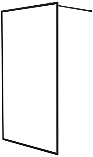 MARWELL WALK IN Duschwand 120 x 200 cm - Duschabtrennung mit barrierefreien Einstieg - 6mm starkes Einscheibensicherheitsglas - inklusive Halterungsstange - Glasdusche im trendigen matt schwarz von MARWELL