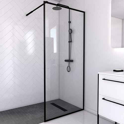 MARWELL WALK IN Duschwand 90 x 200 cm - Duschabtrennung mit barrierefreien Einstieg - 6mm starkes Einscheibensicherheitsglas - inklusive Halterungsstange - Glasdusche im trendigen matt schwarz MARWELL WALK IN Duschwand 90 x 200 cm - Duschabtrennung mit barrierefreien Einstieg - 6mm starkes Einscheibensicherheitsglas - inklusive Halterungsstange - Glasdusche im trendigen matt schwarz von MARWELL