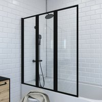 Badewannenfaltwand Triple Black 125 x 143 cm - schwarz - 1-teilig - Badewannenaufsatz - Duschtrennwand - Duschabtrennung f�r Badewannen - Marwell von MARWELL