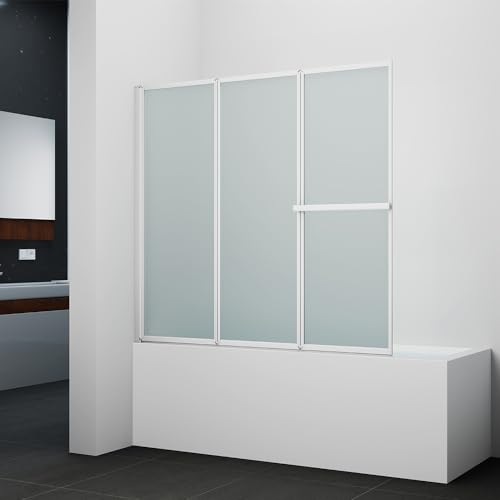 Marwell Badewannenfaltwand White Vital Chrom 3-flügelig 145,4 cm x 140 cm x 10 cm 4 mm Sicherheitsglas mit weißem Aluminiumrahmen mit integriertem Handtuchhalter von MARWELL
