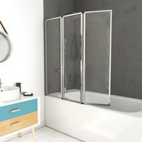 Marwell - Badewannentrennwand Premium 125 x 143 cm- 3-flügelig - verchromt -Badewannenaufsatz – Duschtrennwand – Duschabtrennung für Badewannen von MARWELL