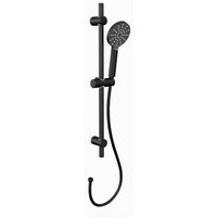 Marwell Black Rainstar Handbrause SET - 3 Strahlarten per Klick wechselbar - Antikalknoppen- Duschstange mit stufenlos verstellbarem Stangengleiter von MARWELL