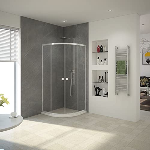 Marwell Duschkabine LEEDS II 90x90x190 cm Runddusche mit hochwertigen Aluminiumprofilen in chrom Duschabtrennung aus Einscheibensicherheitsglas Dusche mit aushängbaren Schiebetüren zur Reinigung von MARWELL