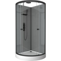 Komplettdusche Grey Style Round 215x90x90cm - Fertigdusche mit 5mm gehärtetem Glas - mit Regal Ablagefläche für Duschutensilien - hochwertige Komplettdusche Grey Style Round 215x90x90cm - Fertigdusche mit 5mm gehärtetem Glas - mit Regal Ablagefläche für Duschutensilien - hochwertige von MARWELL