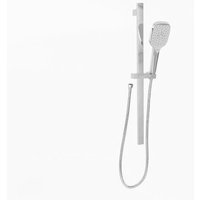 Silver Quattro Handbrause set - 3 Strahlarten per Klick wechselbar - Antikalknoppen - Duschstange mit stufenlos verstellbarem Stangengleiter von MARWELL