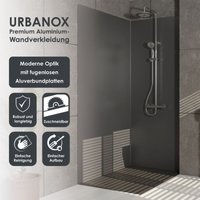 Urbanox Wandpaneel Set grau 1x 90x210 1x 120x210cm – inklusive Abschlussprofile in Silber - fugenlose Aluverbundplatte als Duschrückwand & Urbanox Wandpaneel Set grau 1x 90x210 1x 120x210cm – inklusive Abschlussprofile in Silber - fugenlose Aluverbundplatte als Duschrückwand & von MARWELL
