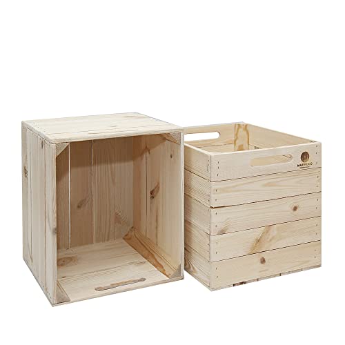 MARWOOD PREMIUM QUALITY 2x Kallax Box Kalaxregal Boxen Aufbewahrungsbox Kallax Einsatz aus Holz I Kiste Box für Kallax Regal I Kallax Einsätze I Obstkiste| Holzkasten| ESSEN von MARWOOD PREMIUM QUALITY