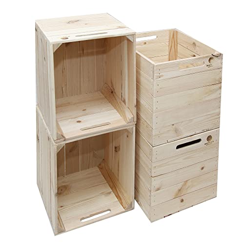 MARWOOD 4x Kallax Box Kalaxregal Boxen Aufbewahrungsbox Kallax Einsatz aus Holz I Kiste Box für Kallax Regal I Kallax Einsätze I Obstkiste| Holzkasten| ESSEN von MARWOOD PREMIUM QUALITY