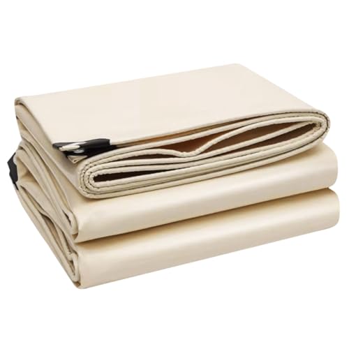 Beige PVC-Plane, wasserdicht, strapazierfähig, mit Ösen, 1x1.5m 1.2x1.5m 1.8x2.4m 2x3m 3x4m, Plane für Veranda, Terrassenüberdachung oder Outdoor-Campingplatz, LKW-Plane(3x3m) von MARXAN