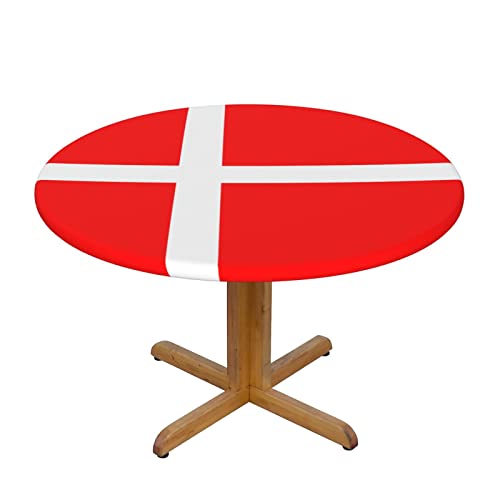 MARXAN Dänemark, dänische Flagge, elastischer Rand für Küche, runde Tischdecke für Esszimmer, Terrasse, Partys (für 101,6–127 cm Tisch) von MARXAN