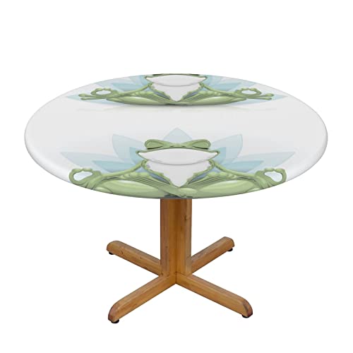 MARXAN Lustige Yoga-Frosch-Tischdecke mit elastischem Rand für Küche, runde Tischdecke mit Esszimmer, Terrasse, Partys (für 101,6–127 cm Tisch) von MARXAN
