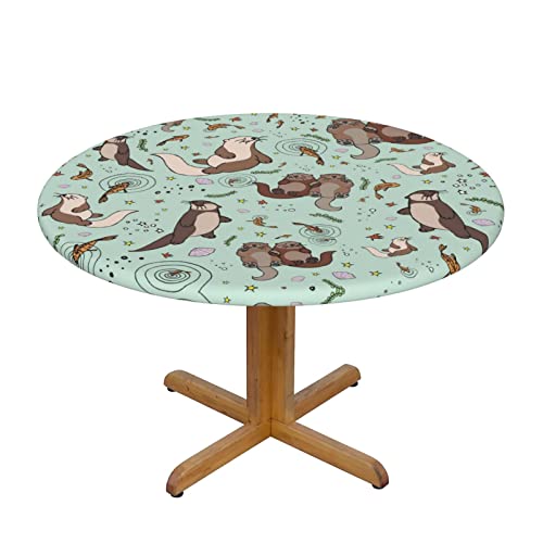 MARXAN Otters Runde Tischdecke mit elastischem Rand für Küche, Esszimmer, Terrasse, Partys (für 101,6–127 cm Tisch) von MARXAN