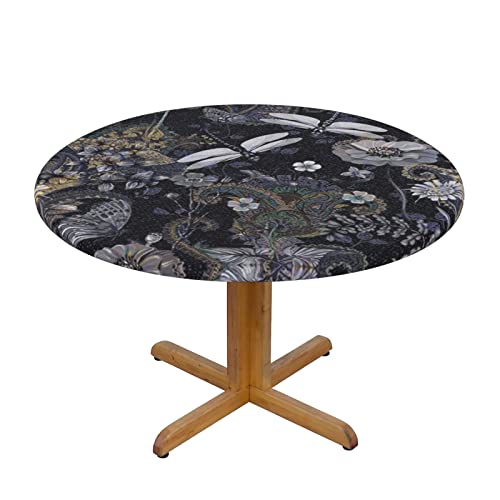 MARXAN Runde Tischdecke mit Libellen-Motiv, elastischer Rand für Küche, Esszimmer, Terrasse, Partys (für 101,6–127 cm Tisch) von MARXAN