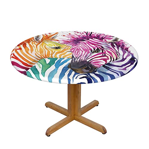 MARXAN Runde Tischdecke mit Regenbogen-Zebramuster für Küche, Esszimmer, Terrasse, Partys (für 101,6–127 cm Tisch) von MARXAN