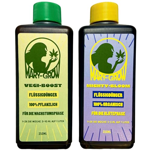 MARY-GROW DUO: VEGI-BOOST & MIGHTY-BLOOM organischer Flüssigdünger für die Wachstums- und Blütephase von MARY-GROW
