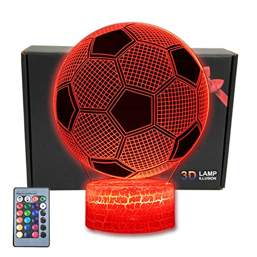 MARZIUS LED-Nachtlicht in Fußballform, 3D-Optische Illusion Nachtlicht, 16 Farben, mit USB-Stromkabel, für den WM-Fußball-Fans Geschenk (Football) von MARZIUS