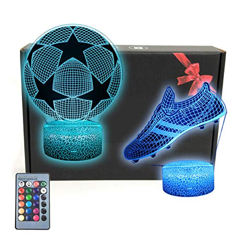 MARZIUS LED-Nachtlicht in Fußballform, 3D-Optische Illusion Nachtlicht, 16 Farben, mit USB-Stromkabel,für den WM-Fußball-Fans Geschenk (Football Boot) von MARZIUS