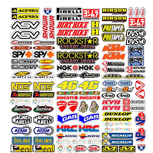 MAS DI VITALE MARIA ditta individuale Motorrad Aufkleber Sponsor 113 Stücke Aufkleber Motocross Grafiken Bike MTB Computer Roller Kit Modell Machen Vinyl Glänzend Berühmte Marken Pack (36x33 cm) von LLWQuanZss