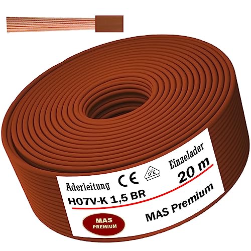 Aderleitung H07 V-K 1x1,5 mm² Braun Einzelader flexibel Aderleitung H07 V-K 1x1,5 mm² Braun Einzelader flexibel Von 5 bis 100m (20m) von MAS Premium