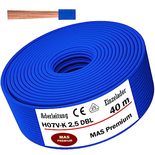 Aderleitung H07 V-K 2,5 mm² Dunkelblau Einzelader flexibel Von 5 bis 100m (40m) von MAS Premium