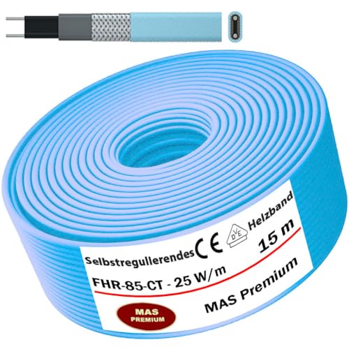 Heizkabel Selbstregulierendes Heizband HEAT Regular-85-CT Selfregulating Heating Cable 25w/m 5–100m Rohrheizung Begleitheizung Wasserleitung Dachrinnenheizung Frostschutzkabel 10°- 85°C (15m) von MAS Premium