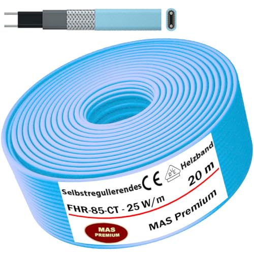 Heizkabel Selbstregulierendes Heizband HEAT Regular-85-CT Selfregulating Heating Cable 25w/m 5–100m Rohrheizung Begleitheizung Wasserleitung Dachrinnenheizung Frostschutzkabel 10°- 85°C (20m) von MAS Premium