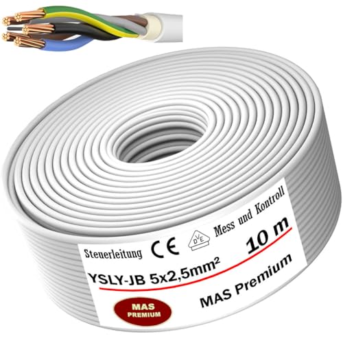 MAS Premium 5-125m YSLY-JB 5x2,5 mm² Flexibles Steuerkabel grau Verlege Kabel Mess-, Kontroll- und Regelungsleitung für Werkzeugmaschinen Steuerleitung E-Auto Ladebox Anschluss zur Ladestation (10m) von MAS Premium