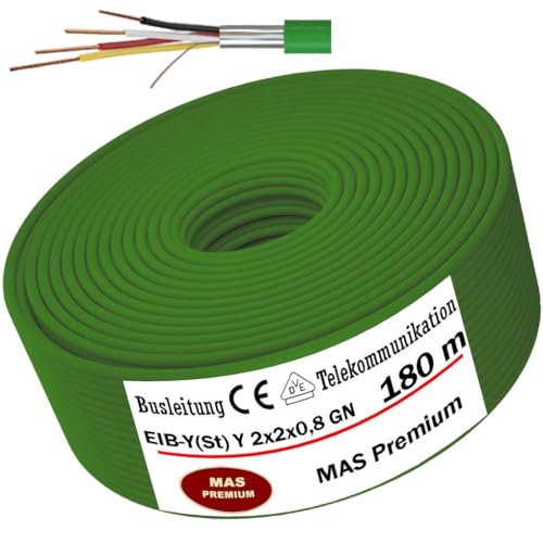 MAS Premium 5-250m EIB-Y(St) Y 2x2x0,8 GN Busleitung Telekommunikationskabel Busleitungen Installationsbusleitung Bussignale in der Gebäude-Systemtechnik (180m) von MAS Premium