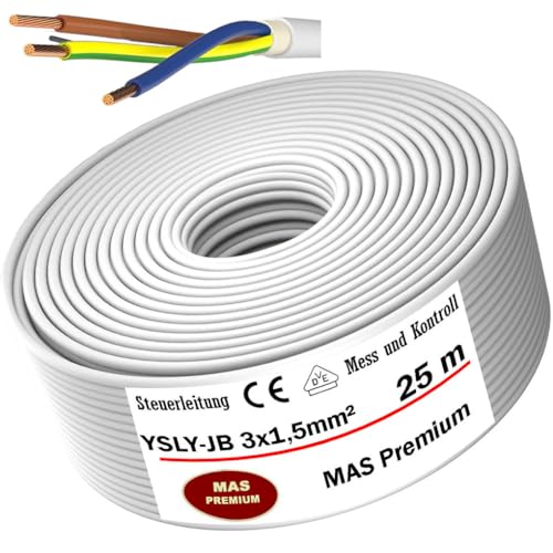MAS Premium Von 5 bis 250 m YSLY-JB 3x1,5 mm² Flexibles Steuerkabel grau Verlege Kabel Mess-, Kontroll- und Regelungsleitung für Werkzeugmaschinen Steuerleitung (25m) von MAS Premium