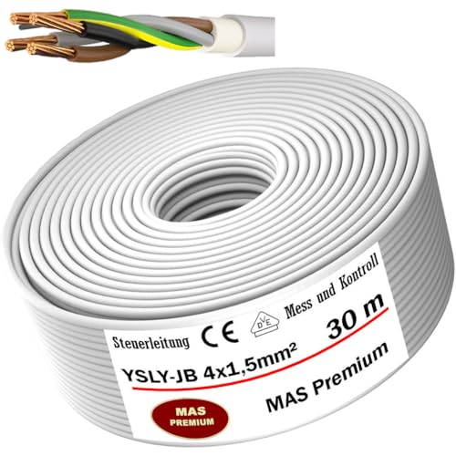 MAS Premium Von 5 bis 250 m YSLY-JB 4x1,5 mm² Flexibles Steuerkabel grau Verlege Kabel Mess-, Kontroll- und Regelungsleitung für Werkzeugmaschinen Steuerleitung (30m) von MAS Premium