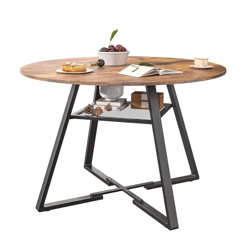 MASAJIA Runder Esstisch 120cm Ø für 4-6 Personen - Hölzerner Küchentisch mit Regal und Metallrahmen für Esszimmer Wohnzimmer, H 75cm,Industrie Design MASAJIA Runder Esstisch 120cm Ø für 4-6 Personen - Hölzerner Küchentisch mit Regal und Metallrahmen für Esszimmer Wohnzimmer, H 75cm,Industrie Design von MASAJIA