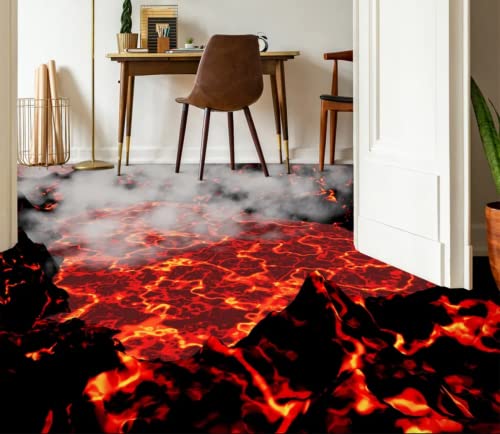 3D Volcanic Lava Floor Wallpaper Murals Self-Adhesive Removable Kitchen Bath Floor Waterproof Floor,200 * 140cm von MASCLN