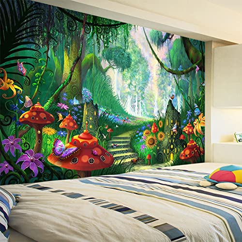 fototapete 3D-Cartoon-Feenwald-Pilzpfad-Wandmalerei, 250 * 175 cm Wandtapete moderne Wandbild Wand Schlafzimmer Wohnzimmer von MASCLN