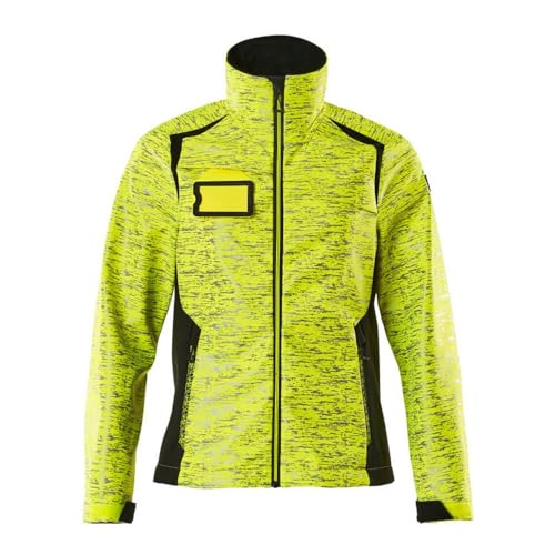 Mascot 19212-291-1709 Accelerate Safe Damen-Passform Atmungsaktiv Winddicht und Wasserabweisend Zweifarbig Reflexeffekte Soft Shell Jacke, Hi-Vis Gelb/Schwarz, S Größe von MASCOT