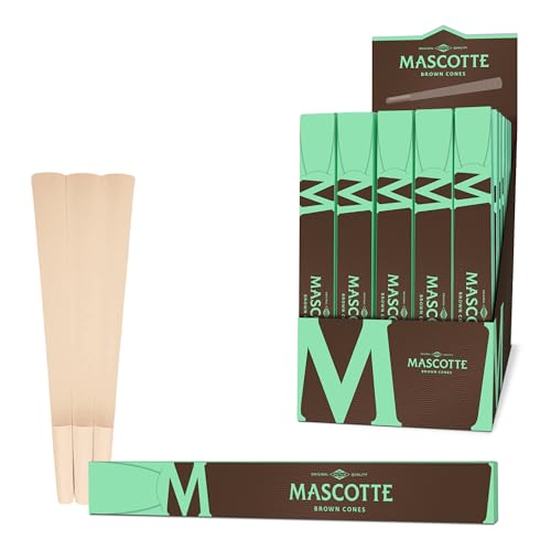Mascotte® Brown Cones mit Tip 3 x 40 Kartons | Ungebleicht Vorgedrehte Hülsen mit Filtertips | Pre Rolled Cones | 120 Konische Tubes mit Filter von MASCOTTE