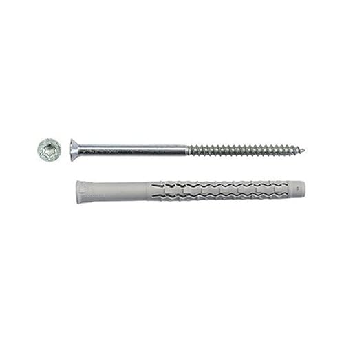 Masidef member of the würth group TLS09110200 Verlängerte Nylondübel mit 2 Sektoren und TPS-Torx-Schraube, Grau, 10 x 200 mm von MASIDEF