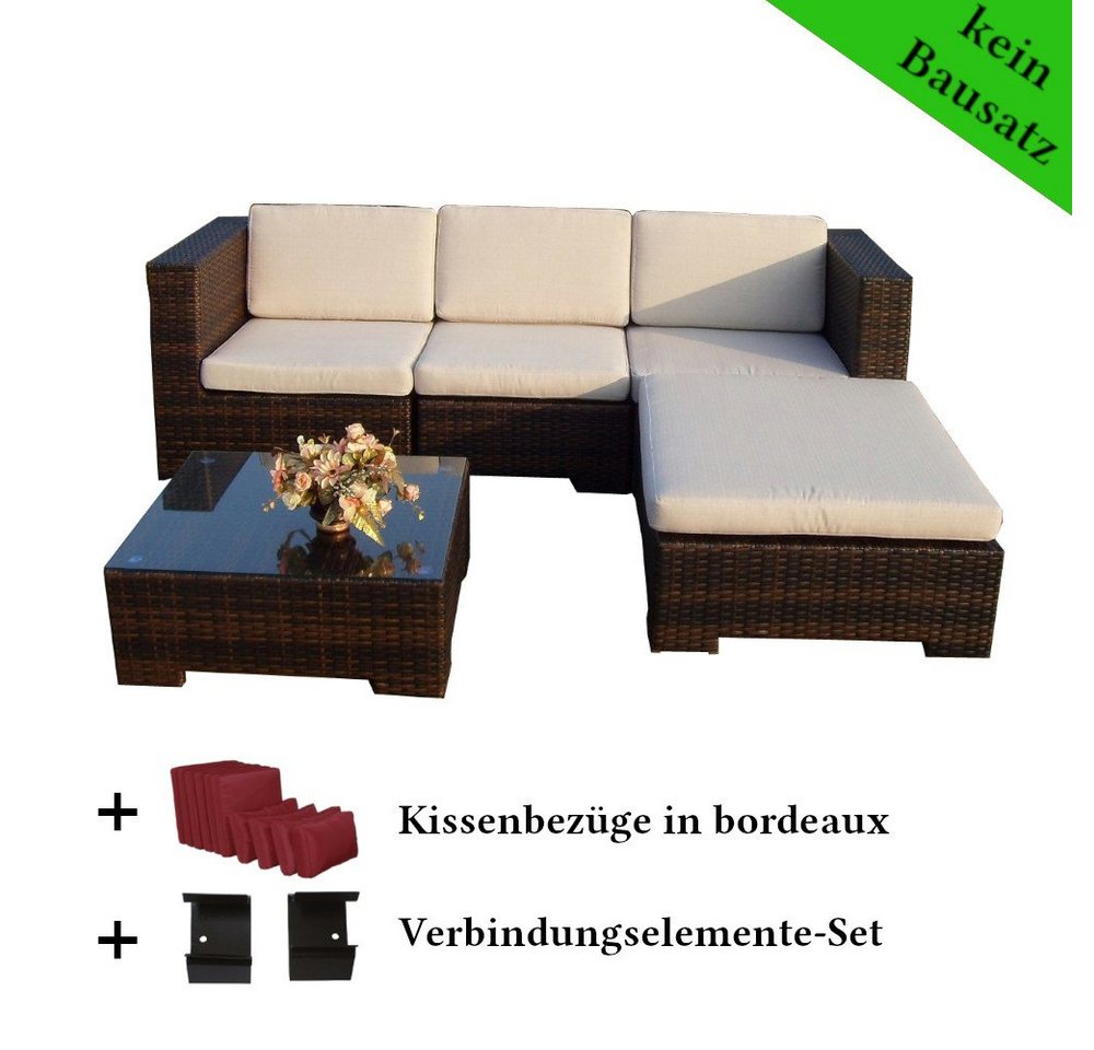 MASILY Gartenlounge-Set Poly Rattan Gartenmöbel California, Gartenlounge Sitzgruppe Kissenbezügen bordeaux von MASILY