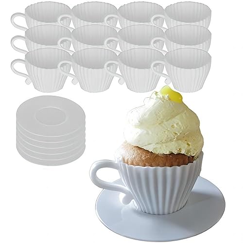 MASINIES Cupcake-Förmchen aus Silikon, antihaftbeschichtet, wiederverwendbar, langlebig, weiß, ideal für Partys und zum Basteln, 8 Stück von MASINIES
