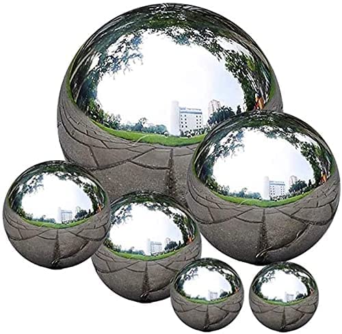 MASINIES 6 Stück Gazing Ball Gazing Spiegelkugeln Garten Nahtlose Blick Globus Spiegel Garten Kugeln Ornamente Polierte Hohle Kugel Reflektierende Garten Kugel (Silber) von MASINIES