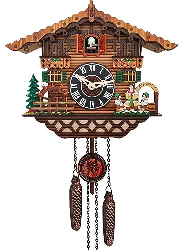 MASINIES Handgefertigte Kuckucksuhr, Holz Vogel Hängende Uhr Waldhaus Dach Kuckucksuhr, Wald Chalet Uhr Quarzuhr für Wohnzimmer Wanddekoration von MASINIES