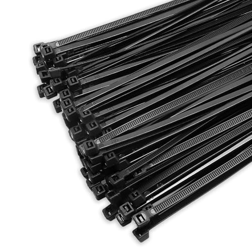 1000 Stücks 200mmX 4.8mm Kabelbinder Schwarz, Kabelbinder UV Beständig FüR Innen Und AußEnszenen Geeignet (Schwarz) von MASION