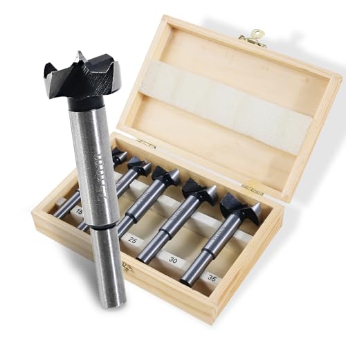 Forstnerbohrer Set 5 tlg - Professionelles Holzbohrer Ø 15/20/25/30/35 mm - Topfbohrer Holz - Astlochbohrer - Professionelles Forsterbohrerset - Fräslochborer Topfbohrer von MASION