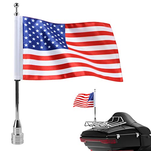 Motorrad-Fahnenmast-Halterung und amerikanische Flagge, 15.2x22.9 cm, 33 cm Fahnenmast, feste Halterung für 1.27 cm Gepäckträger für Harley Davidson Honda Goldwing Yamaha die meisten Motorräder von MASION