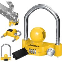 MASKO® Anhängerschloss Zahlenschloss mit 4 Stellig Code für gängige Anhängerkupplung Anhängerkugelsperrkupplung einfache Montage Diebstahlschutz Gelb von MASKO